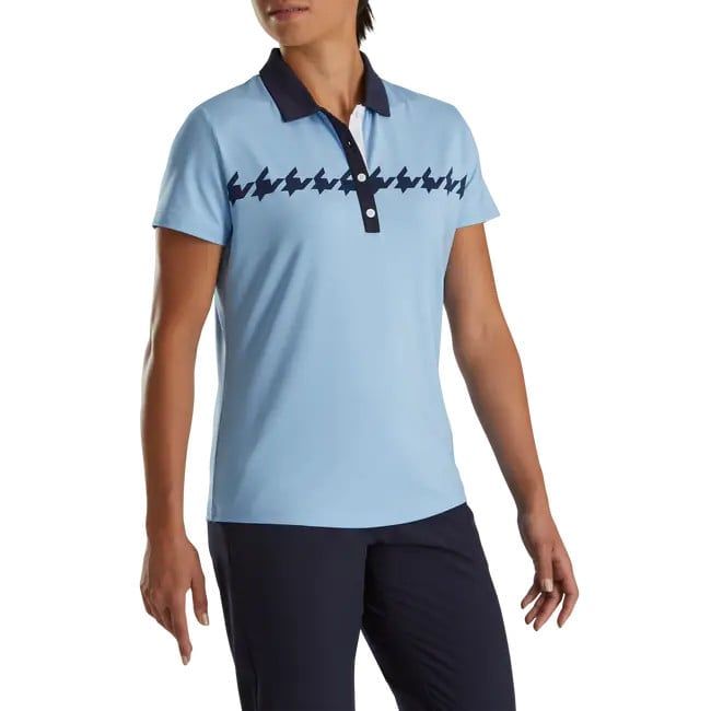 ÁO FOOTJOY CAP SLEEVE HOUNDSTOOTH PRINT 87346 BLUE S (F)