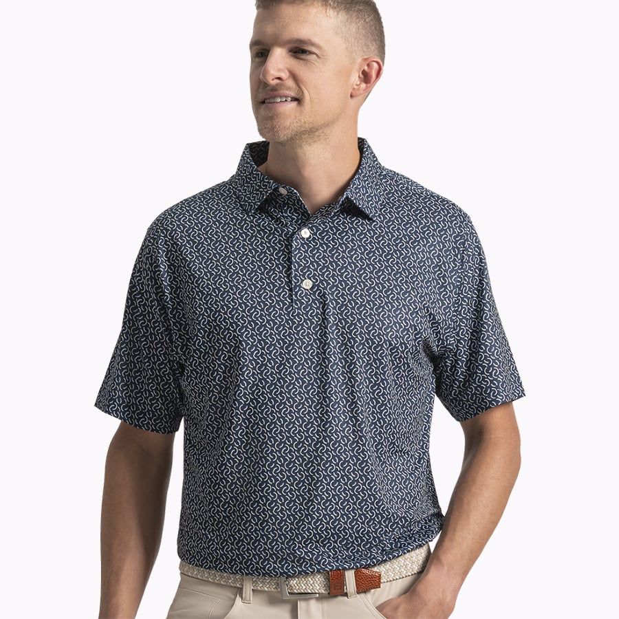 Áo Golf Tay Ngắn Wave Print Lisle Self Collar 39495 | Footj