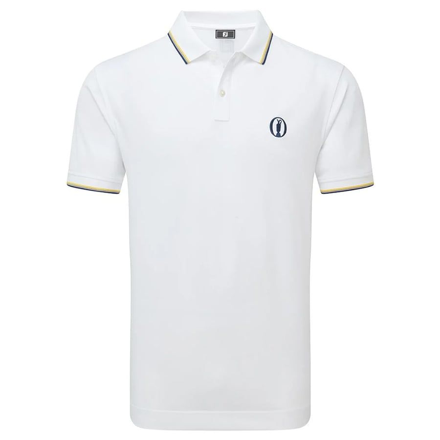 Áo Golf Tay Ngắn FootJoy Eu Sld W Trim Pique Wht W Yllw 32533 | FootJo