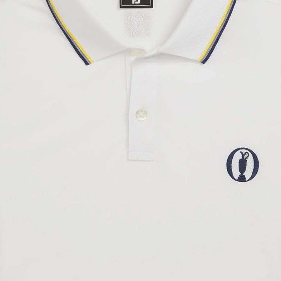 Áo Golf Tay Ngắn FootJoy Eu Sld W Trim Pique Wht W Yllw 32533 | FootJo