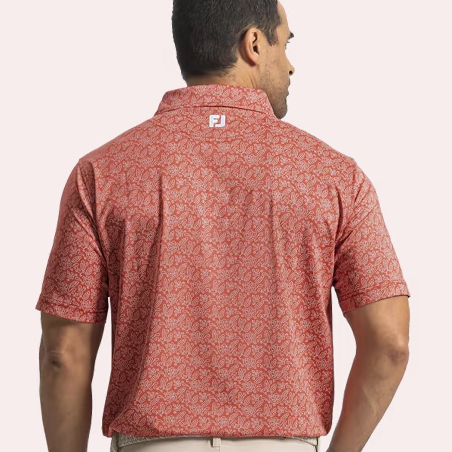 Áo Golf Tay Ngắn FootJoy Wingtip Floral Lisle Self Collar 39484 | Foot