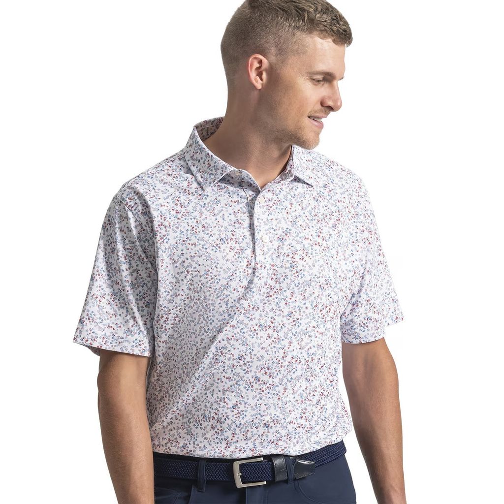 Áo Golf Tay Ngắn FootJoy Watercolor Floral Print Pique Self Collar 394