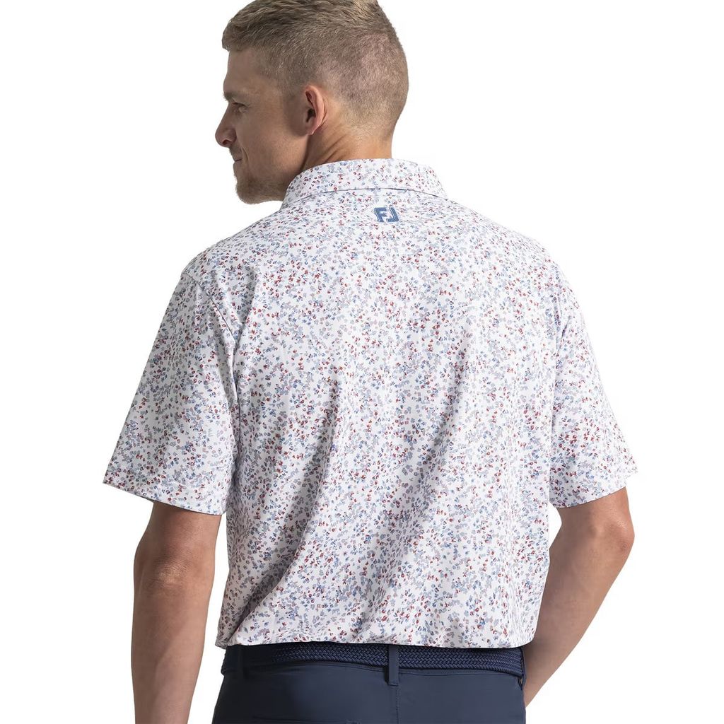 Áo Golf Tay Ngắn FootJoy Watercolor Floral Print Pique Self Collar 394