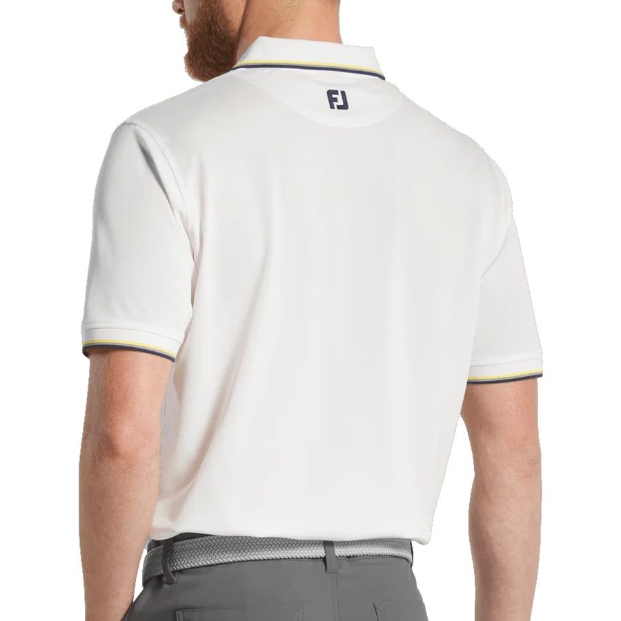 Áo Golf Tay Ngắn FootJoy Eu Sld W Trim Pique Wht W Yllw 32533 | FootJo