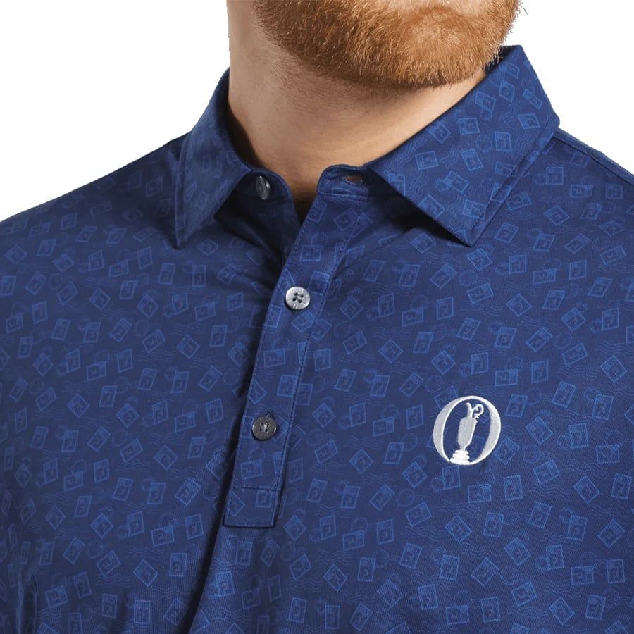 Áo Golf Tay Ngắn FootJoy Eu Fj Stamp Prt Lisle Op Blue 32532 | FootJoy