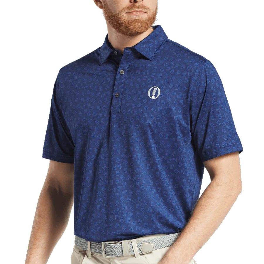 Áo Golf Tay Ngắn FootJoy Eu Fj Stamp Prt Lisle Op Blue 32532 | FootJoy