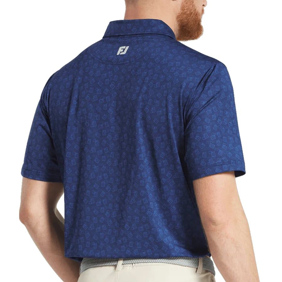 Áo Golf Tay Ngắn FootJoy Eu Fj Stamp Prt Lisle Op Blue 32532 | FootJoy