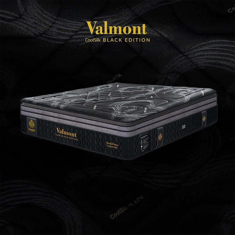 Nệm lò xo cao cấp CoolSilk BLACK Valmont 42 cm