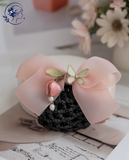  Kẹp Búi Tóc Lưới Công Sở Nơ Voan Đính Hoa Tulip Cánh Bướm Cao Cấp KB01 