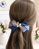  Kẹp Tóc Tiểu Thư Đính Đá Charm Bướm Ngọc Trai Phối Nơ 