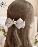  Kẹp Tóc Tiểu Thư Đính Đá Charm Bướm Ngọc Trai Phối Nơ 