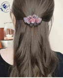  Kẹp Tóc Nửa Đầu  Đính Đá Pha Lê Phối Lưới Màu Hồng Tím Cao Cấp: KS017 