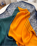  Khăn Lụa Vuông Đa Năng Họa Tiết Phối Màu Vàng Saffron Và Xanh Lục Bảo Sang Trọng Quý Phái|: KV03 