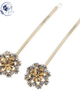  Set 2 Kẹp Tăm, kẹp mái Đính Đá Pha Lê Hình Hoa Màu Hổ Phách 