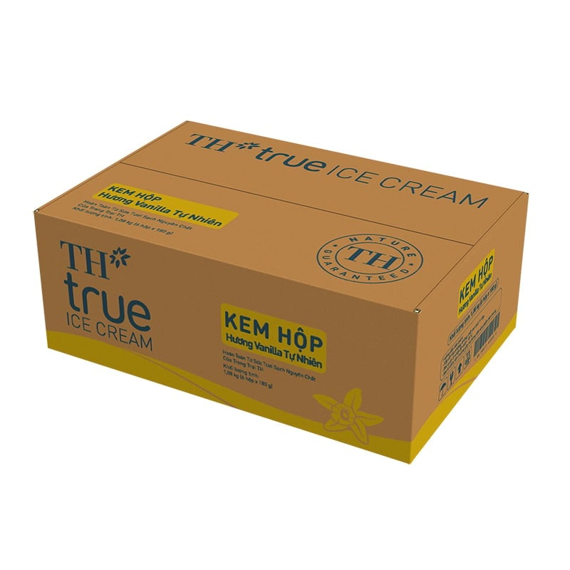 Kem hộp hương Vanilla tự nhiên TH true ICE CREAM 180 g