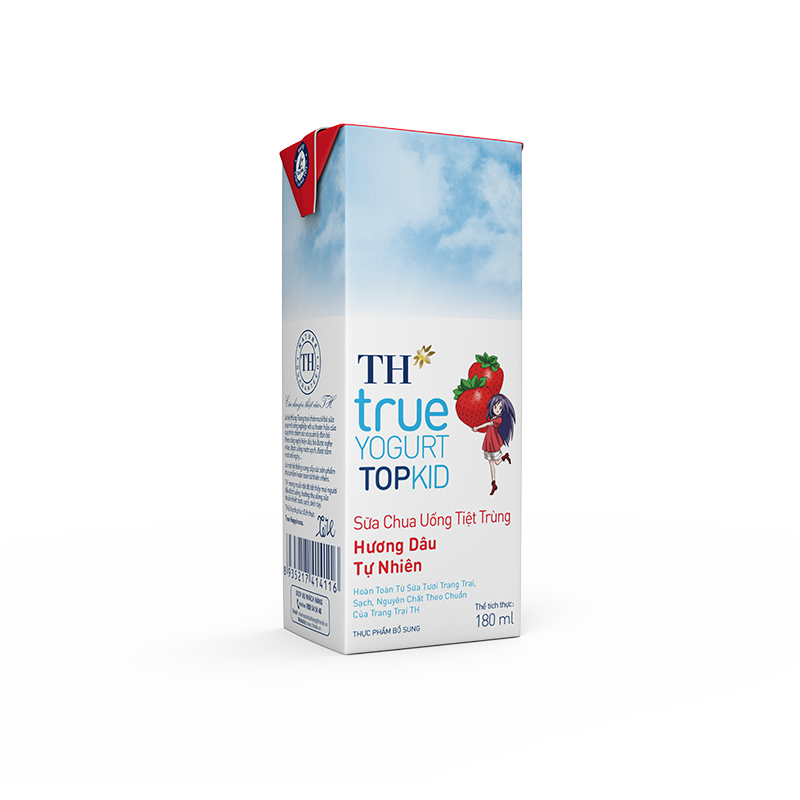 Sữa chua uống tiệt trùng hương Dâu tự nhiên TH true YOGURT TOPKID 180 ml