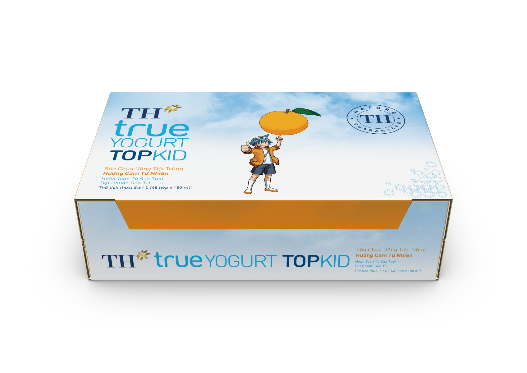 Sữa chua uống tiệt trùng hương Cam tự nhiên TH true YOGURT TOPKID 180 ml