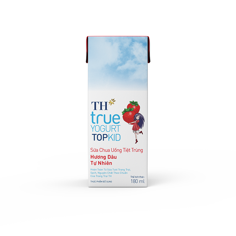 Sữa chua uống tiệt trùng hương Dâu tự nhiên TH true YOGURT TOPKID 180 ml