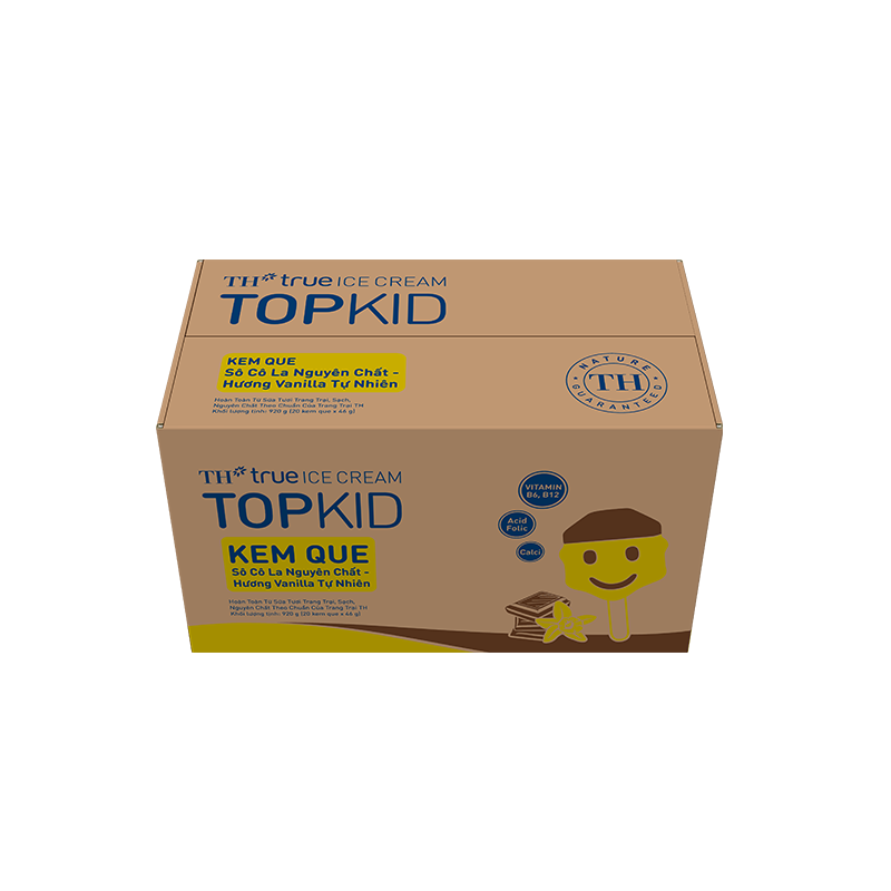 Kem que Sô cô la nguyên chất – hương Vanilla tự nhiên TH true ICE CREAM TOPKID 46 g