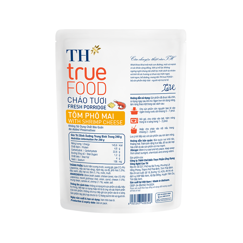 Cháo tươi Tôm phô mai TH true FOOD 240 g