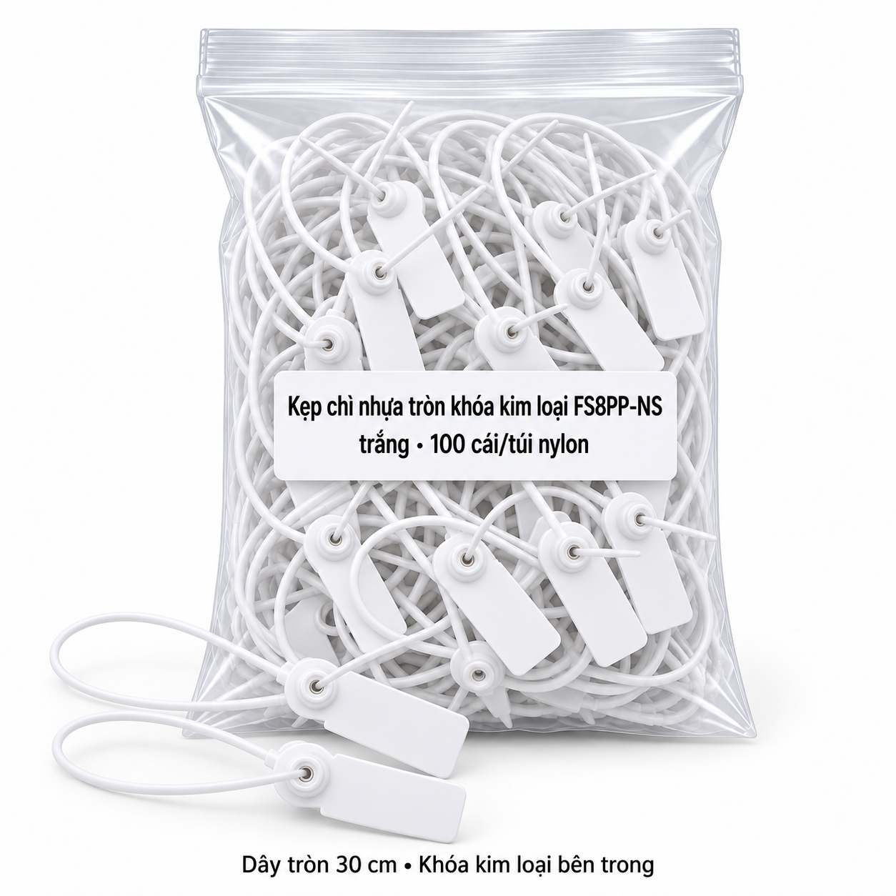  Kẹp Chì Nhựa Tròn 30Cm Túi 100c 