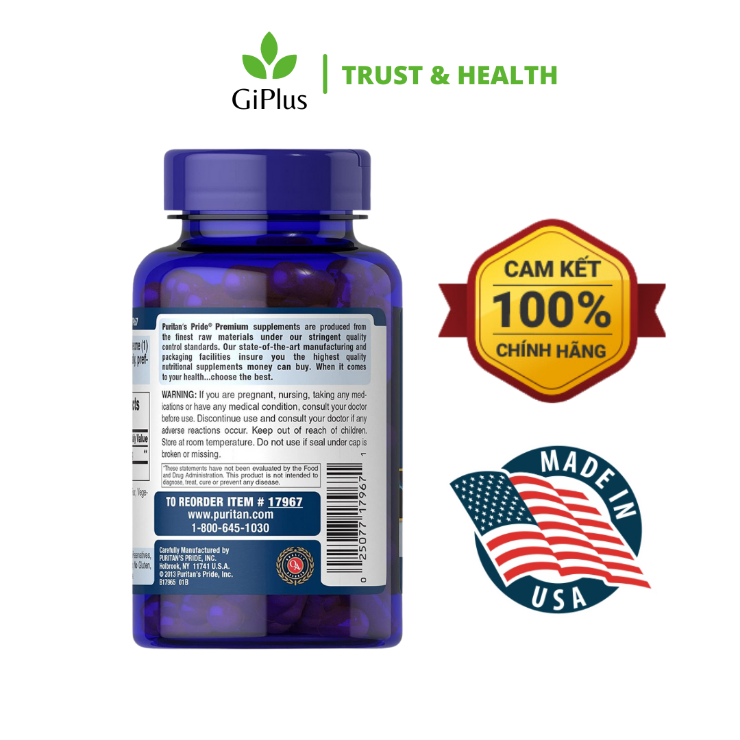  Viên Uống Bổ Sung Alpha Lipoic Acid, Ngăn Ngừa Lão Hóa Puritan’s Pride Alpha Lipoic Acid 600mg (60 viên/Lọ) 