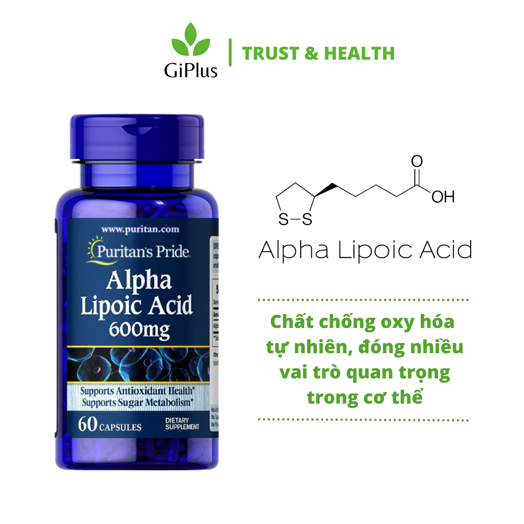  Viên Uống Bổ Sung Alpha Lipoic Acid, Ngăn Ngừa Lão Hóa Puritan’s Pride Alpha Lipoic Acid 600mg (60 viên/Lọ) 
