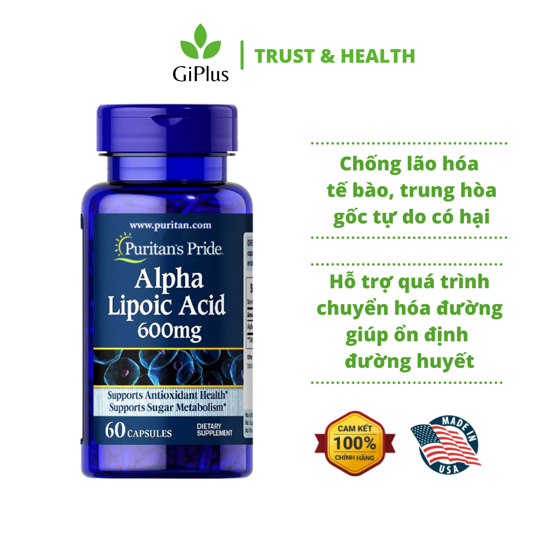  Viên Uống Bổ Sung Alpha Lipoic Acid, Ngăn Ngừa Lão Hóa Puritan’s Pride Alpha Lipoic Acid 600mg (60 viên/Lọ) 
