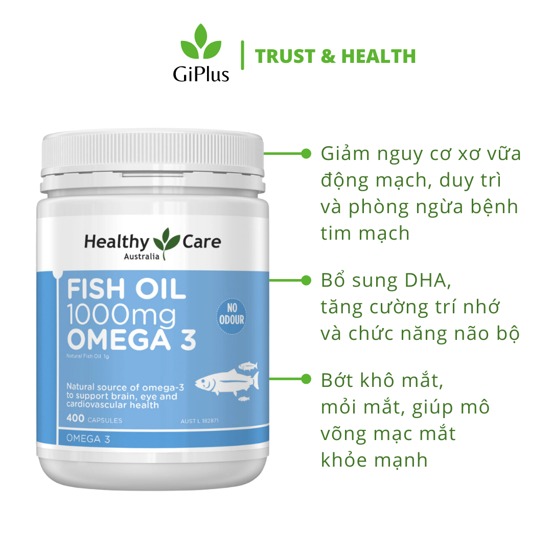  Viên Uống Dầu Cá Healthy Care Fish Oil 1000mg Omega-3 (400 viên/ lọ) 