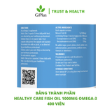  Viên Uống Dầu Cá Healthy Care Fish Oil 1000mg Omega-3 (400 viên/ lọ) 