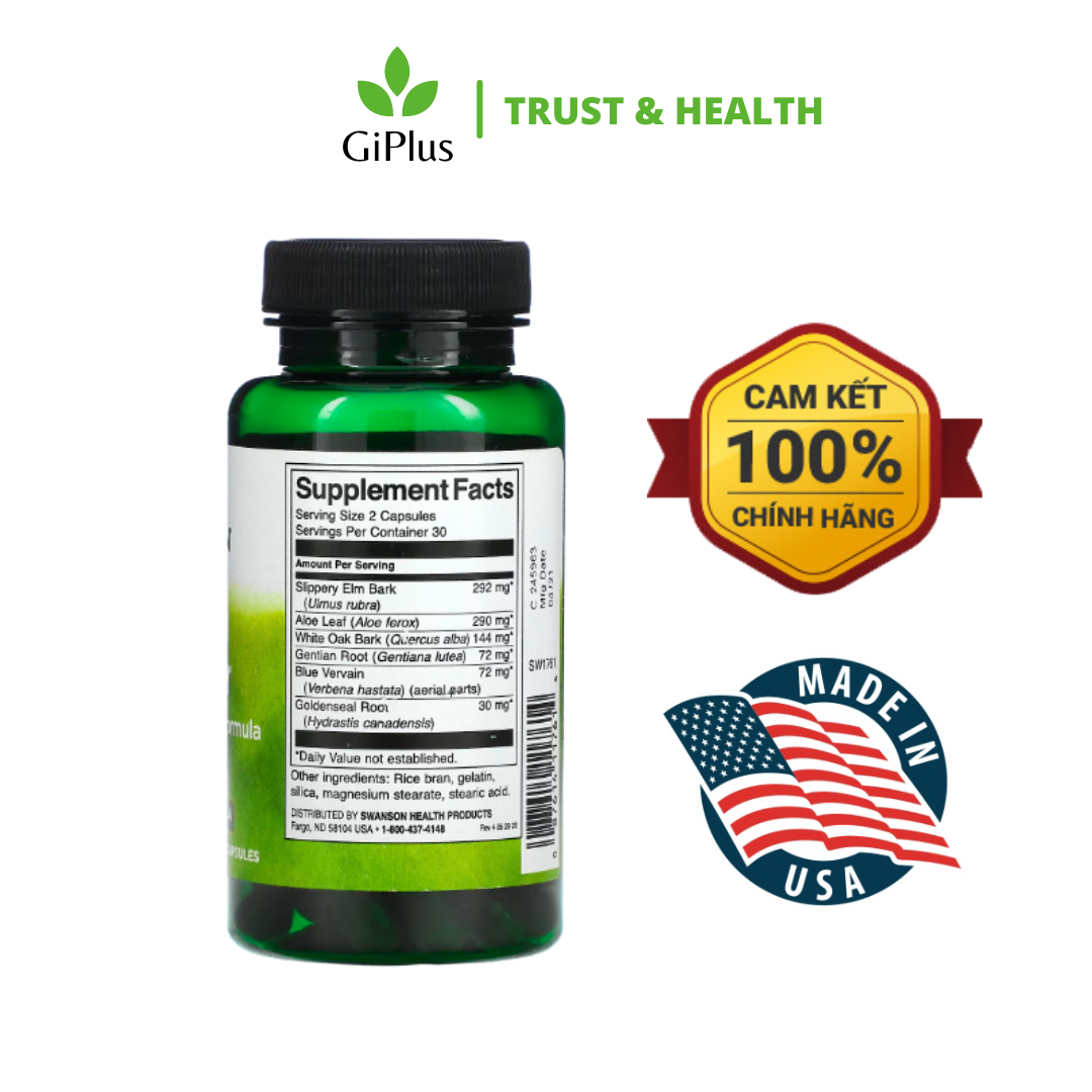  Viên Uống Swanson Colon Helper Herbal Formula Hỗ Trợ Cải Thiện Chức Năng Đại Tràng Tiêu Hóa (60 Viên/Lọ) 