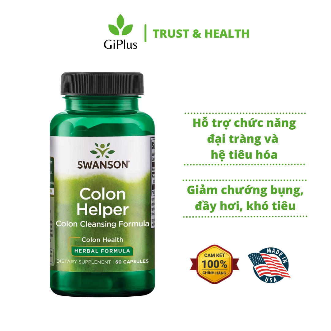  Viên Uống Swanson Colon Helper Herbal Formula Hỗ Trợ Cải Thiện Chức Năng Đại Tràng Tiêu Hóa (60 Viên/Lọ) 