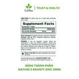  Viên Uống Nature’s Bounty Zinc 50mg Bổ Sung Kẽm, Tăng Đề Kháng,  Cải Thiện Sinh Lý Nam Giới (100 viên/lọ) 