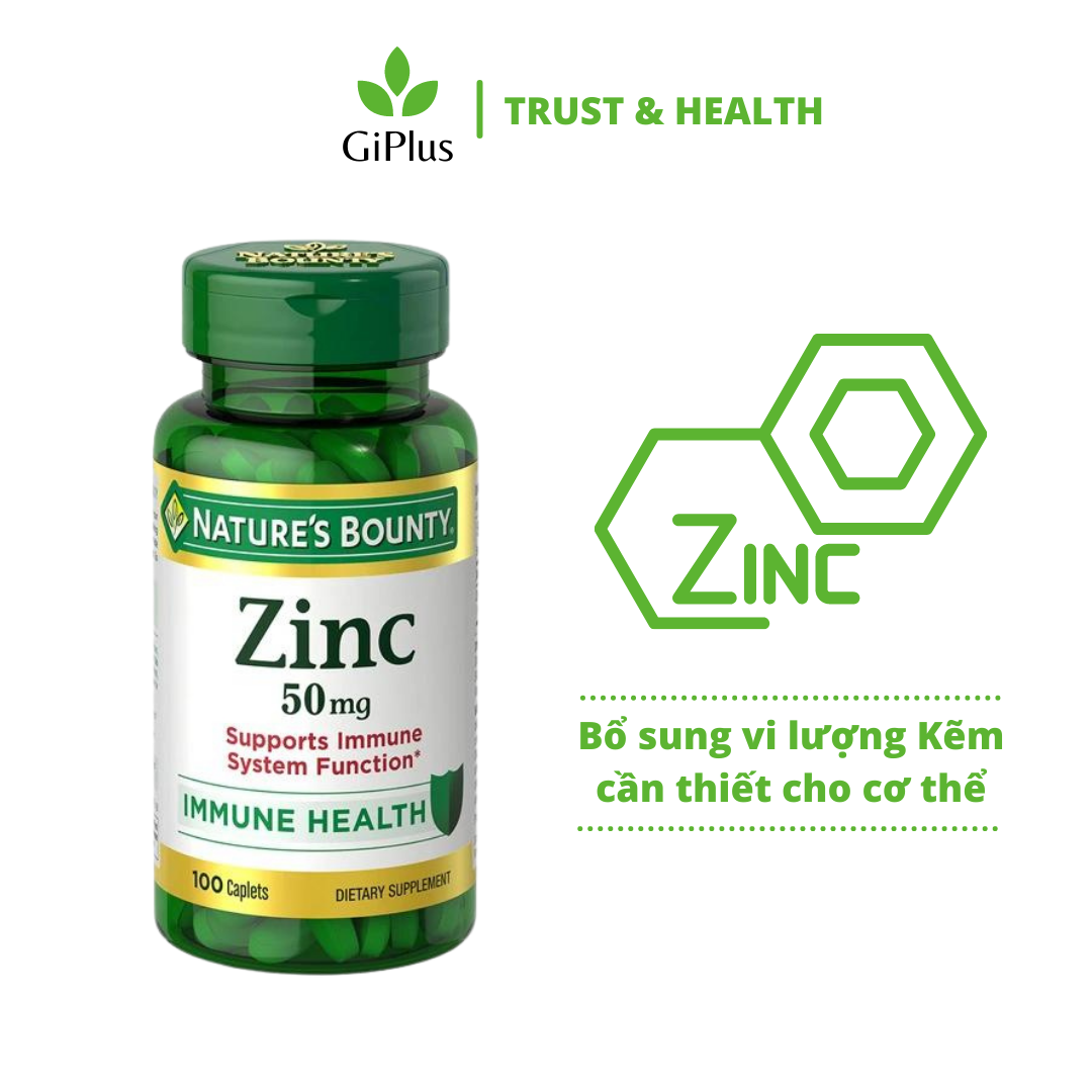  Viên Uống Nature’s Bounty Zinc 50mg Bổ Sung Kẽm, Tăng Đề Kháng,  Cải Thiện Sinh Lý Nam Giới (100 viên/lọ) 