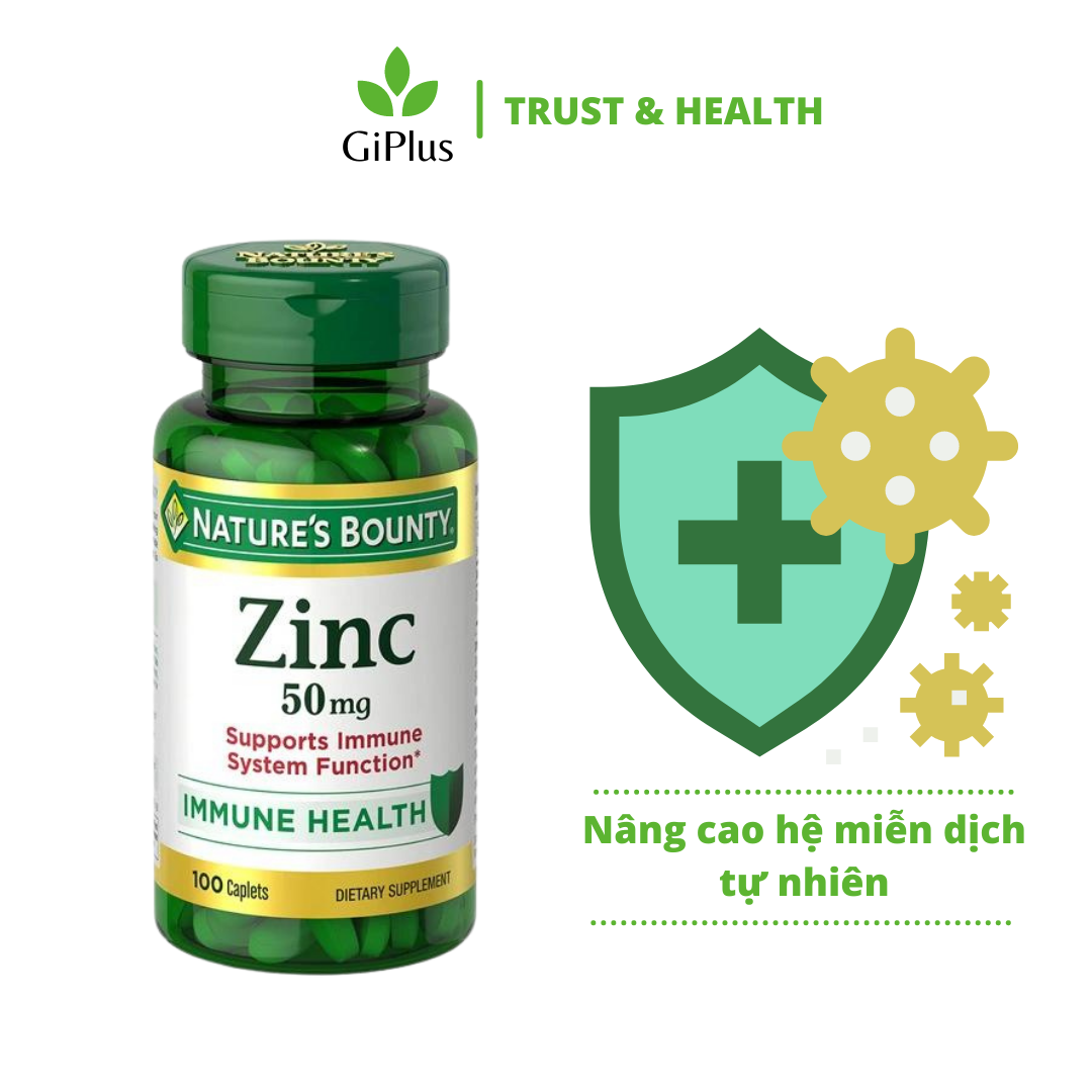  Viên Uống Nature’s Bounty Zinc 50mg Bổ Sung Kẽm, Tăng Đề Kháng,  Cải Thiện Sinh Lý Nam Giới (100 viên/lọ) 