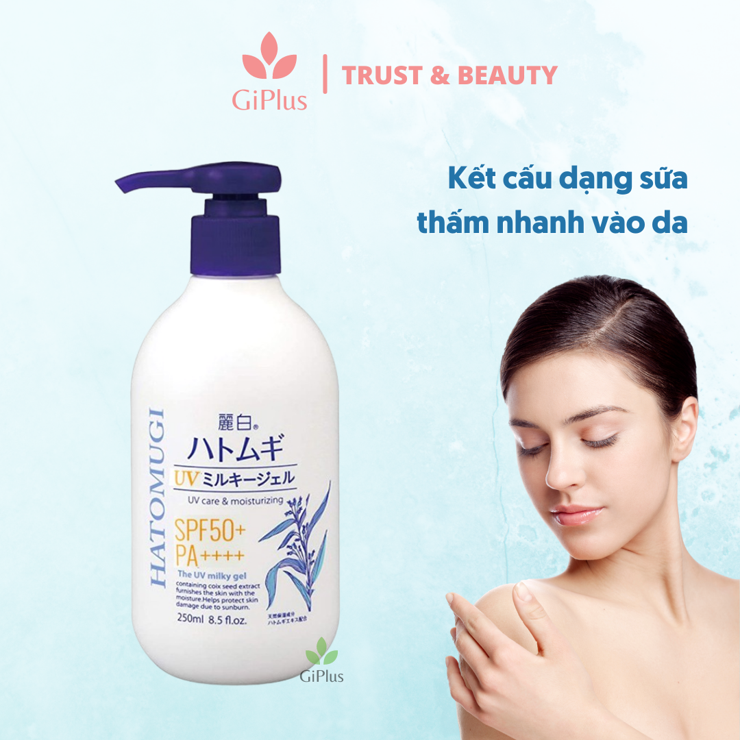  Gel Chống Nắng, Cấp Ẩm, Dưỡng Da Sáng Mịn Hatomugi Toàn Thân 250ml UV Care Moisturizing SPF50+/PA++++ (250ml/Chai) 