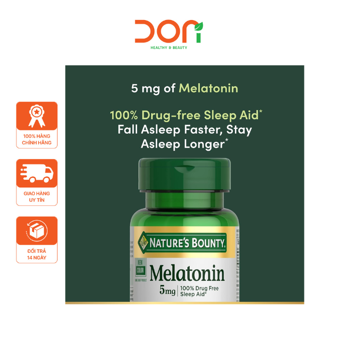  Viên Uống Hỗ Trợ Điều Hòa Giấc Ngủ Nature’s Bounty Melatonin 5mg (60 viên/lọ) 