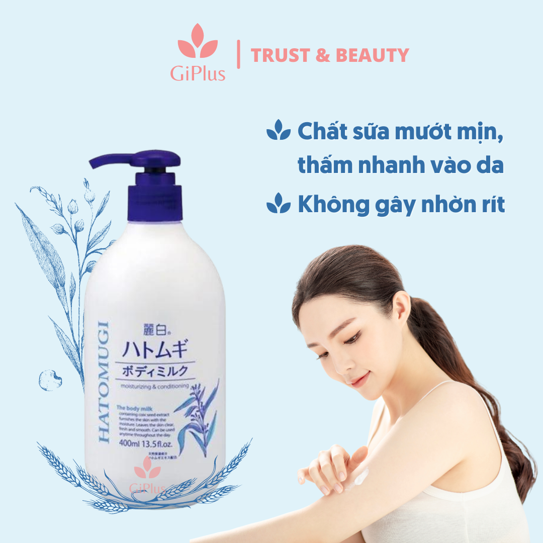  Sữa Dưỡng Thể Sáng Da Ban Đêm Hatomugi 400ml Reihaku Hatomugi Body Lotion (400ml/Chai) 