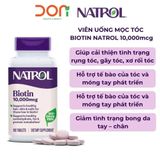  Viên Uống Hỗ Trợ Mọc Tóc, Móng Natrol Biotin 10.000mcg (100 Viên/Lọ) 