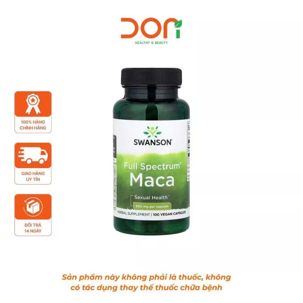  Viên Uống Hỗ Trợ Tăng Cường Sinh Lý Swanson Full Spectrum Maca 500mg 