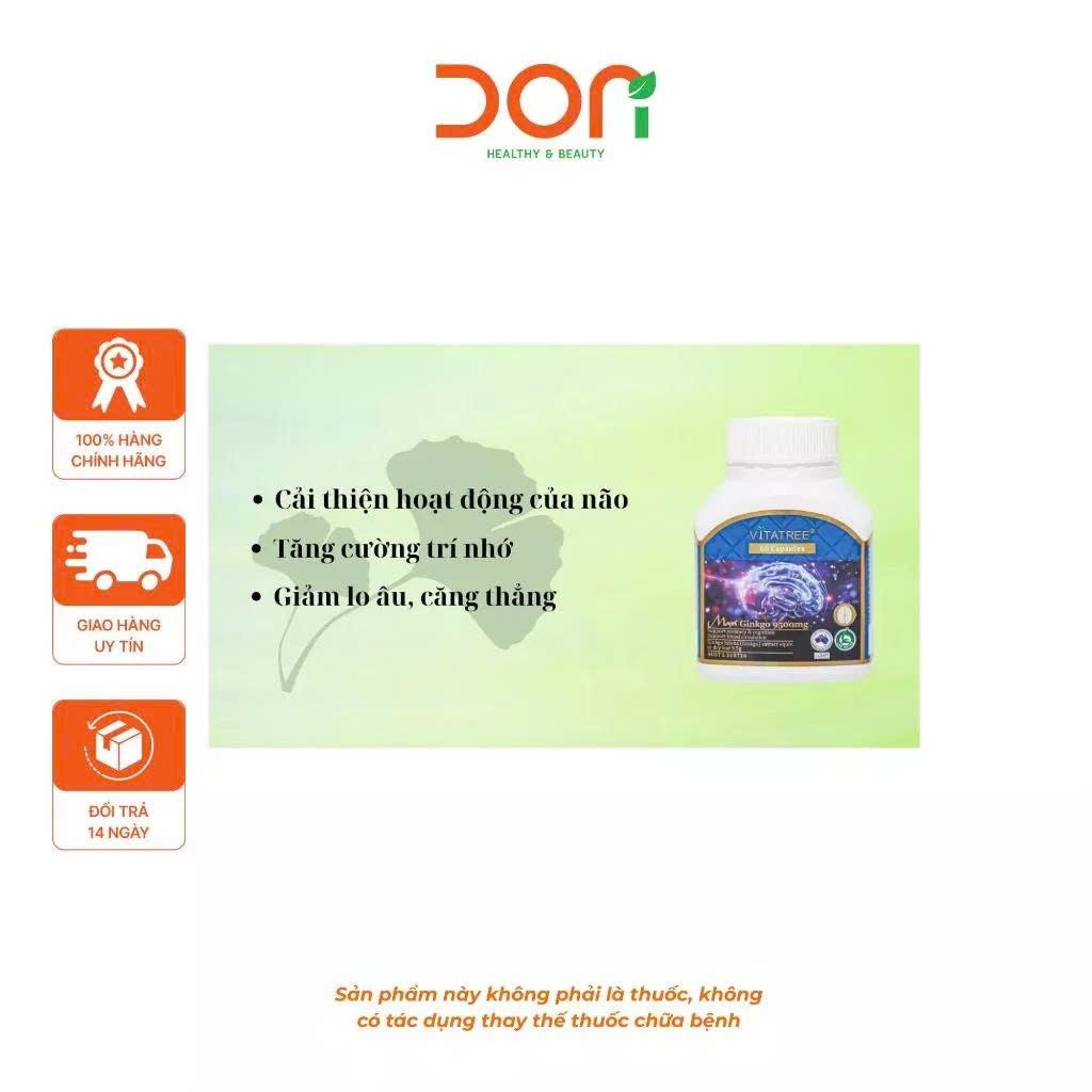  Viên Uống Tăng Tuần Hoàn Máu Não Vitatree Mega Ginkgo 9500mg Max 