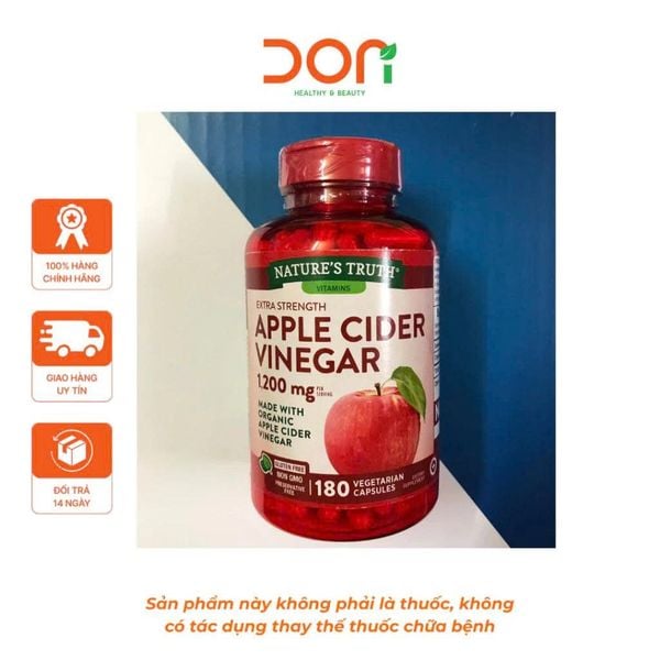  Viên Uống Giấm Táo Hữu Cơ Hỗ Trợ Giảm Cân Nature’s Truth Apple Cider Vinegar 1,200mg (180 Viên/Lọ) 