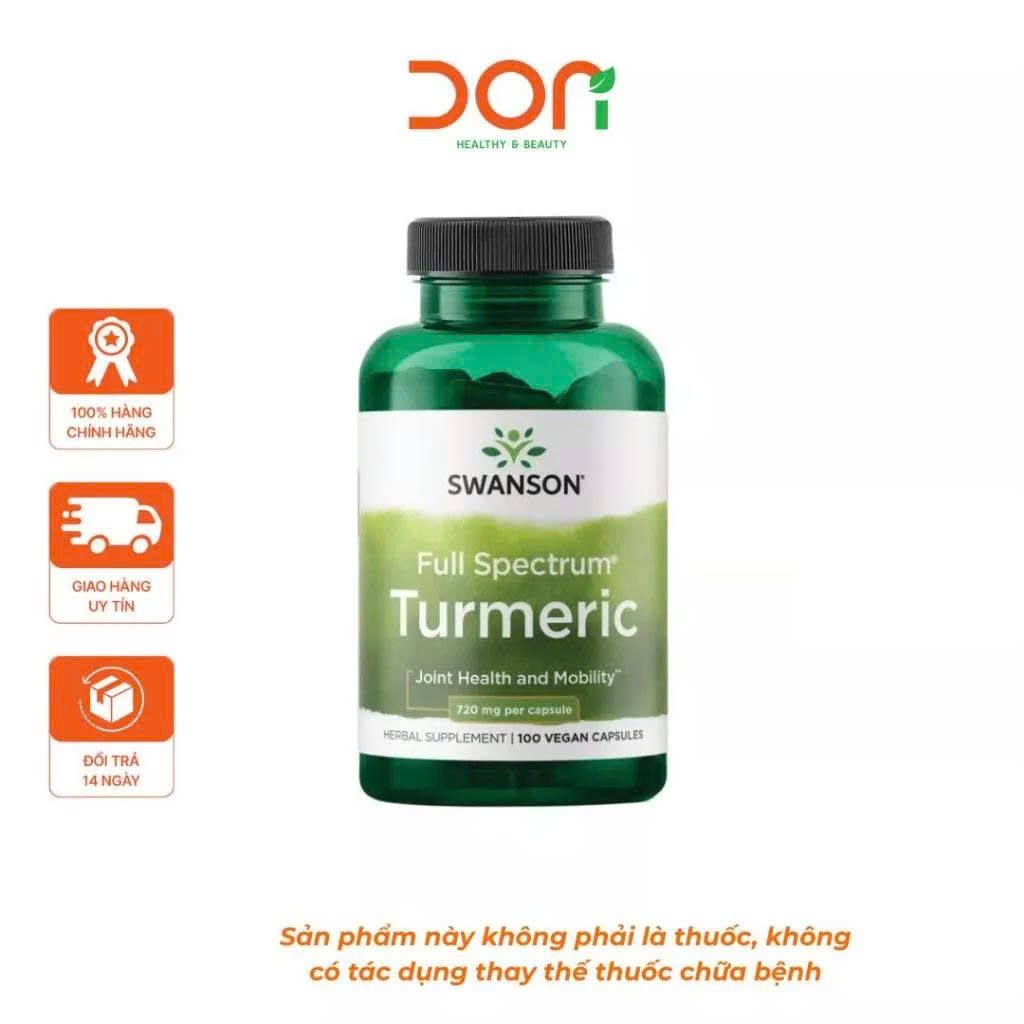  Viên Uống Tinh Chất Nghệ Swanson Turmeric 720mg (100 viên/lọ) 