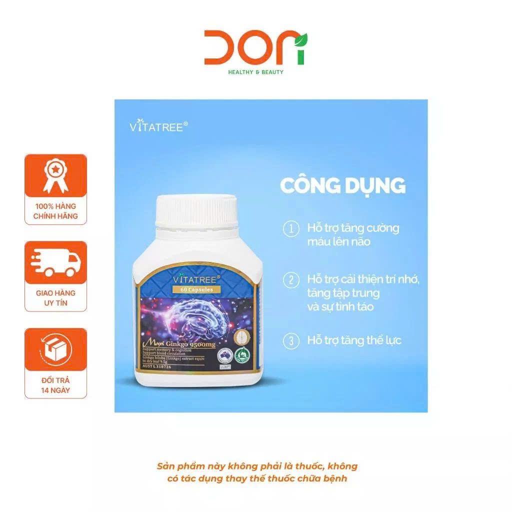  Viên Uống Tăng Tuần Hoàn Máu Não Vitatree Mega Ginkgo 9500mg Max 