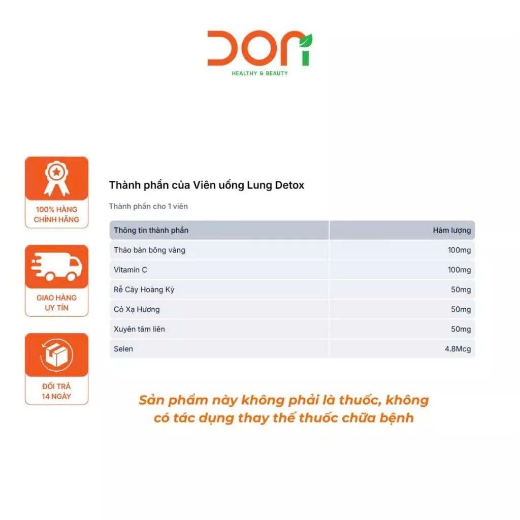  Viên Uống Hỗ Trợ Thanh Lọc Phổi, Giảm Ho Hen Vitatree Lung Detox 
