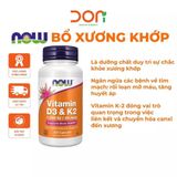  Viên Uống NOW FOODS Vitamin D3 K2 1000 IU 45mcg Hỗ Trợ Xương Khớp Chắc Khỏe 120 Viên 