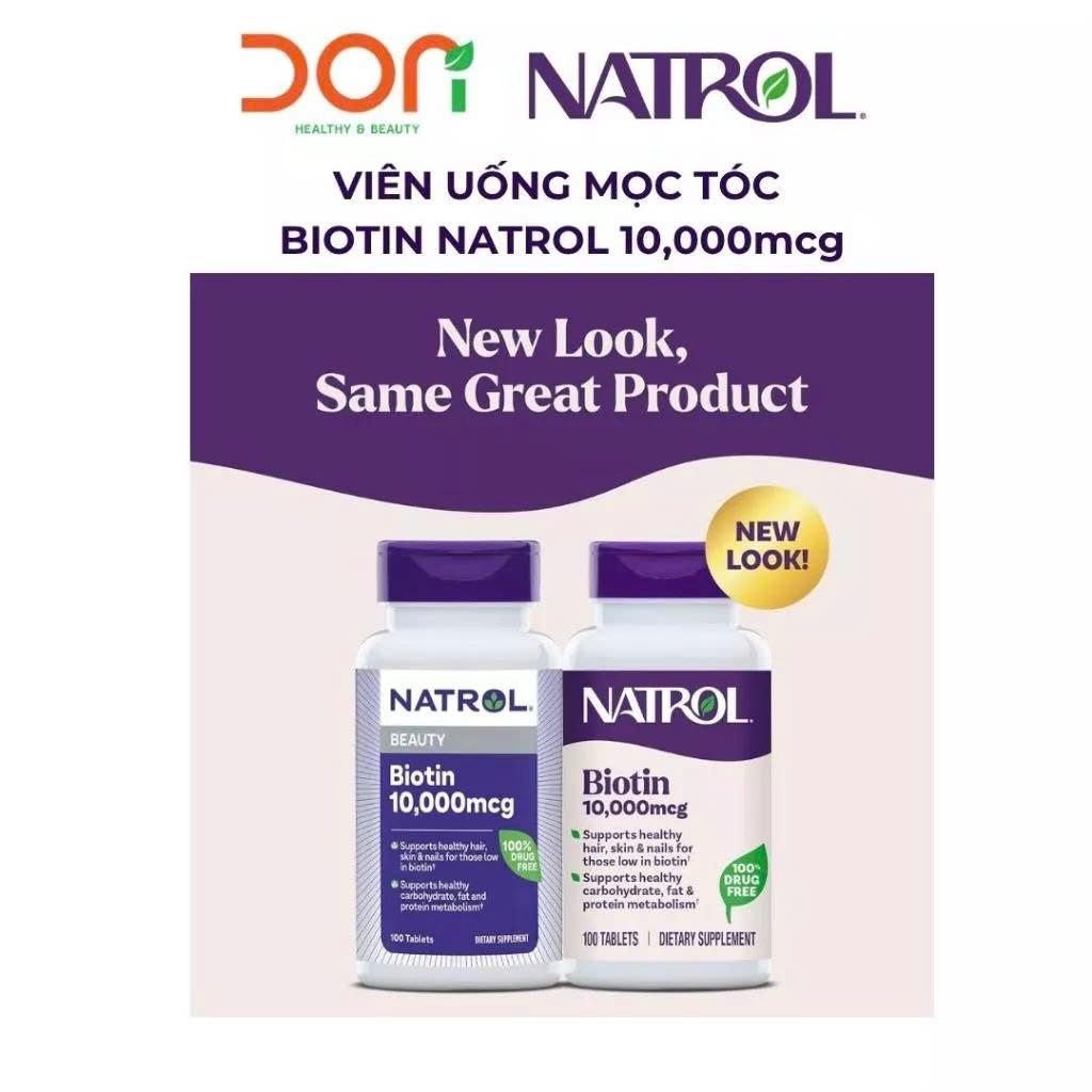  Viên Uống Hỗ Trợ Mọc Tóc, Móng Natrol Biotin 10.000mcg (100 Viên/Lọ) 