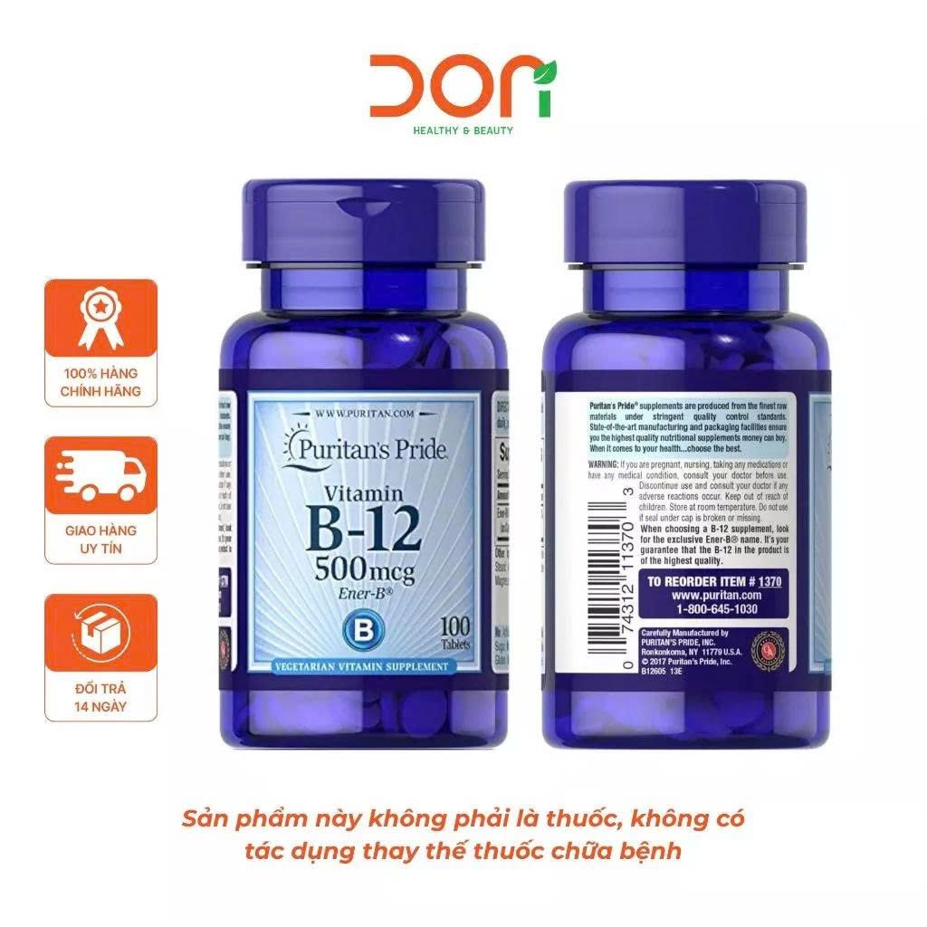  Viên Uống Bổ Sung Vitamin B12 500mcg Puritan's Pride 100 Viên 