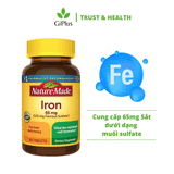  Viên Uống Bổ Sung Sắt, Ngừa Thiếu Máu Nature Made Iron 65mg 365 Viên 