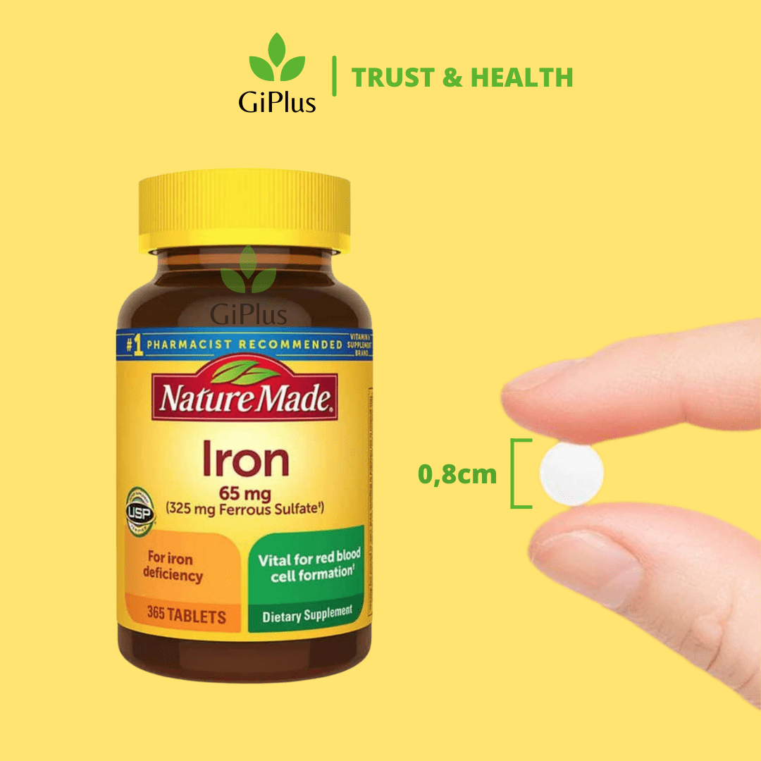  Viên Uống Bổ Sung Sắt, Ngừa Thiếu Máu Nature Made Iron 65mg 365 Viên 